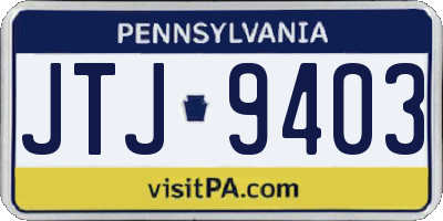 PA license plate JTJ9403