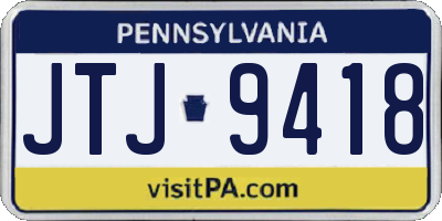 PA license plate JTJ9418