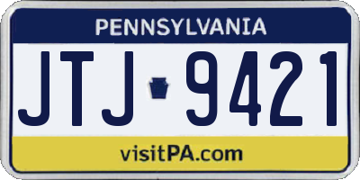PA license plate JTJ9421