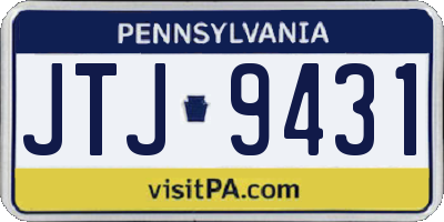 PA license plate JTJ9431