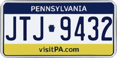 PA license plate JTJ9432