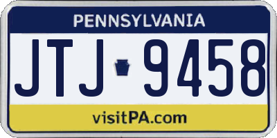 PA license plate JTJ9458