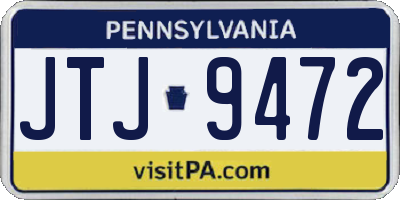 PA license plate JTJ9472