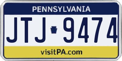 PA license plate JTJ9474