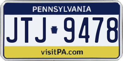 PA license plate JTJ9478