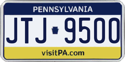 PA license plate JTJ9500