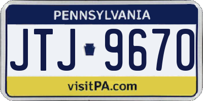 PA license plate JTJ9670