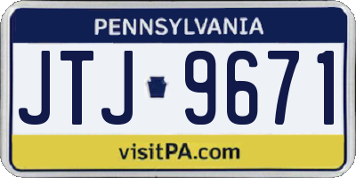 PA license plate JTJ9671