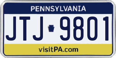 PA license plate JTJ9801