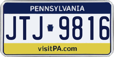PA license plate JTJ9816
