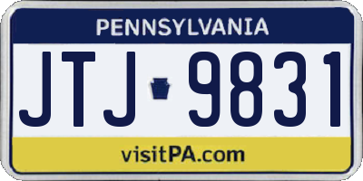 PA license plate JTJ9831