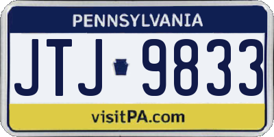 PA license plate JTJ9833