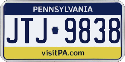 PA license plate JTJ9838