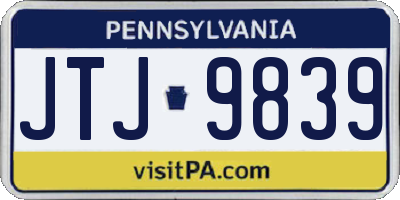 PA license plate JTJ9839