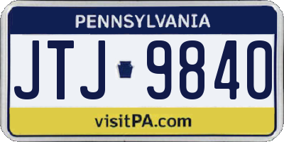 PA license plate JTJ9840