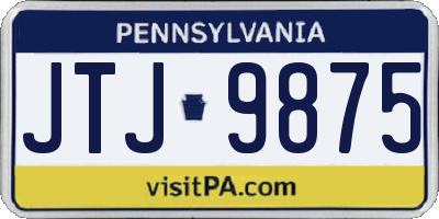 PA license plate JTJ9875