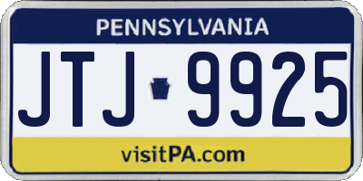 PA license plate JTJ9925