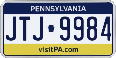 PA license plate JTJ9984