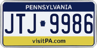 PA license plate JTJ9986