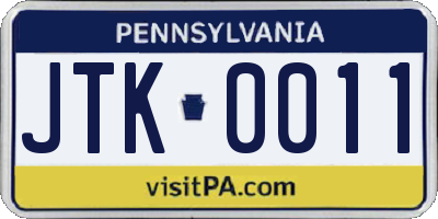 PA license plate JTK0011