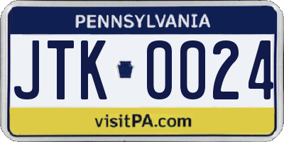 PA license plate JTK0024