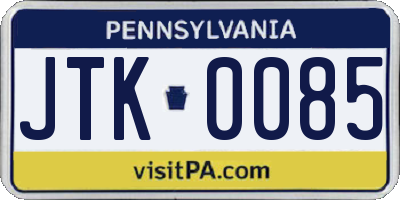 PA license plate JTK0085