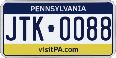 PA license plate JTK0088