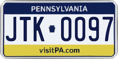 PA license plate JTK0097