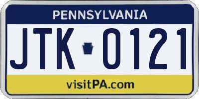 PA license plate JTK0121