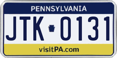 PA license plate JTK0131