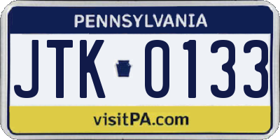 PA license plate JTK0133