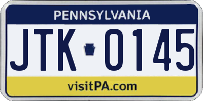 PA license plate JTK0145