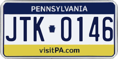 PA license plate JTK0146