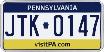 PA license plate JTK0147