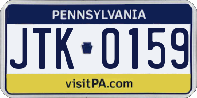 PA license plate JTK0159