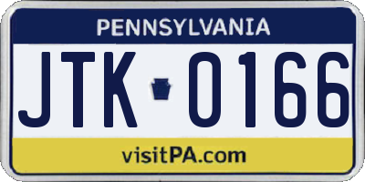 PA license plate JTK0166