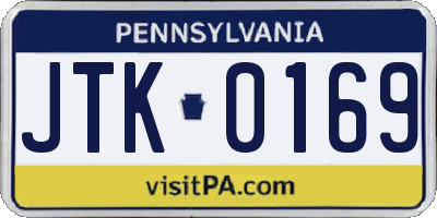 PA license plate JTK0169