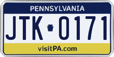 PA license plate JTK0171
