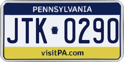 PA license plate JTK0290
