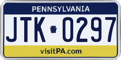PA license plate JTK0297
