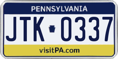 PA license plate JTK0337