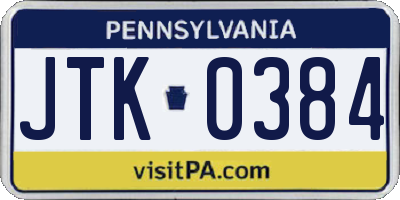 PA license plate JTK0384
