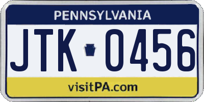 PA license plate JTK0456