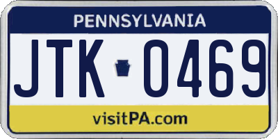 PA license plate JTK0469