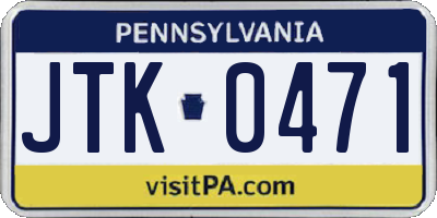 PA license plate JTK0471