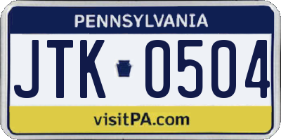 PA license plate JTK0504