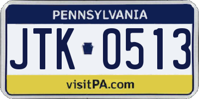 PA license plate JTK0513