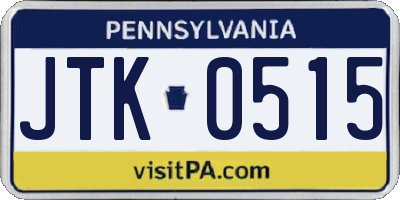 PA license plate JTK0515