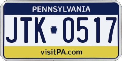 PA license plate JTK0517