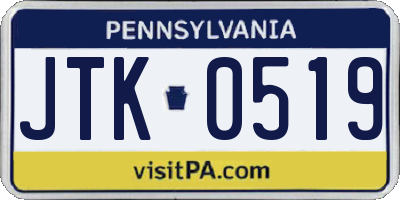 PA license plate JTK0519